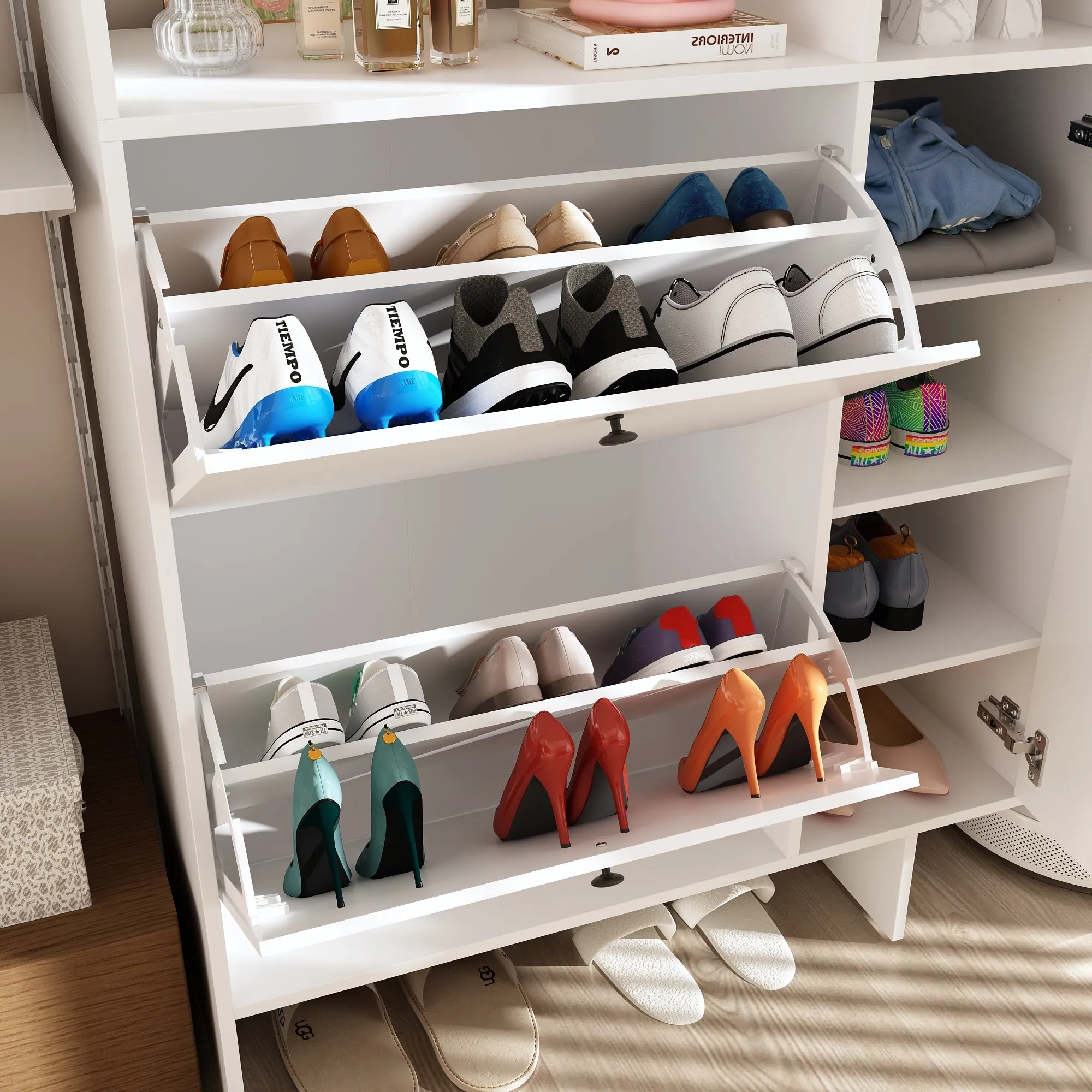 40 Pairs Of Shoes Storage Cabinet With Hooks