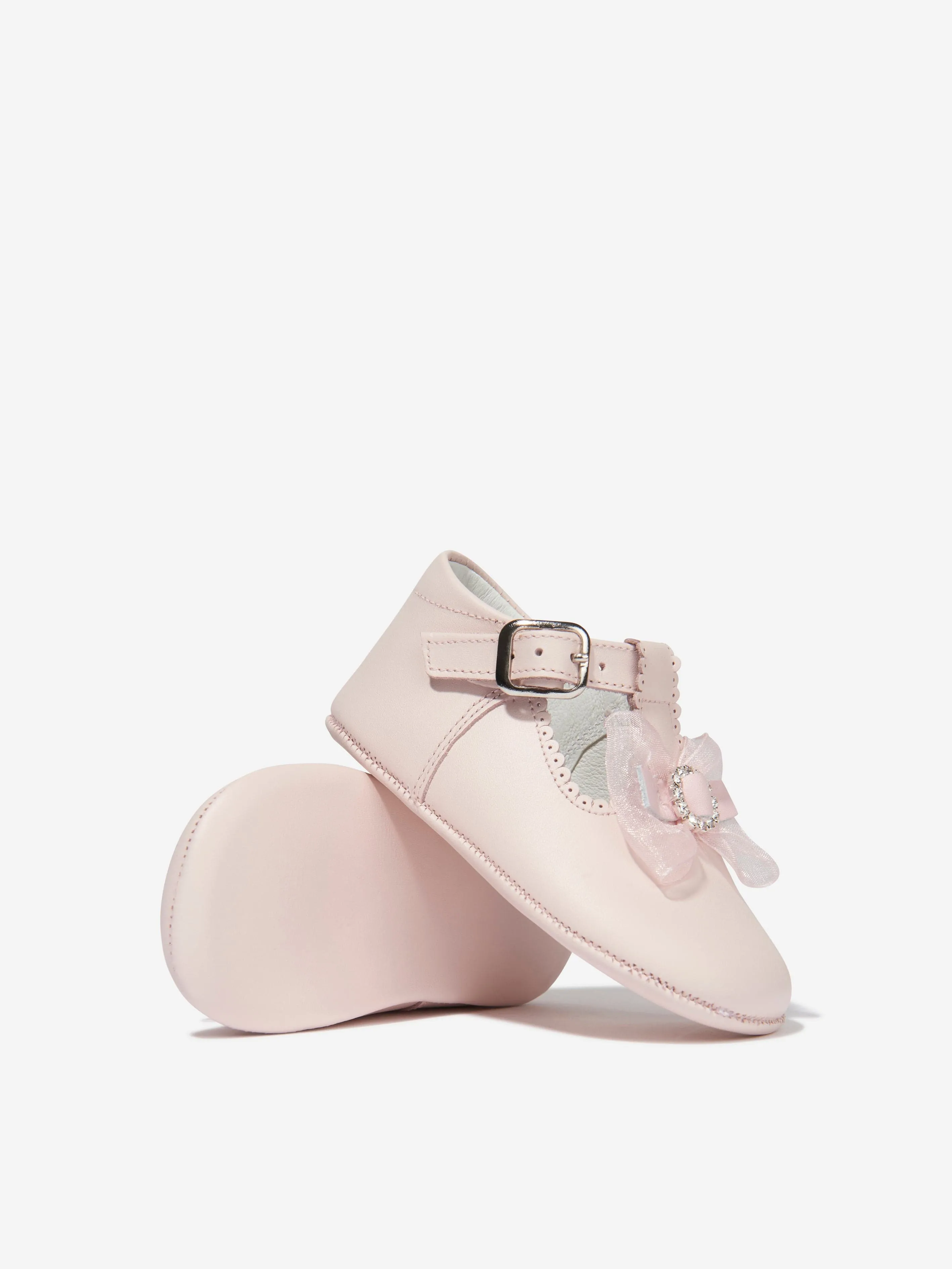 Andanines Baby Girls Leather Bow Shoes in Pink