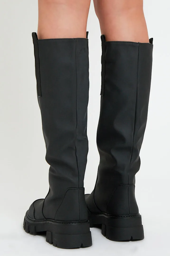 Black Chunky Sole Wellington Boots - Makhi