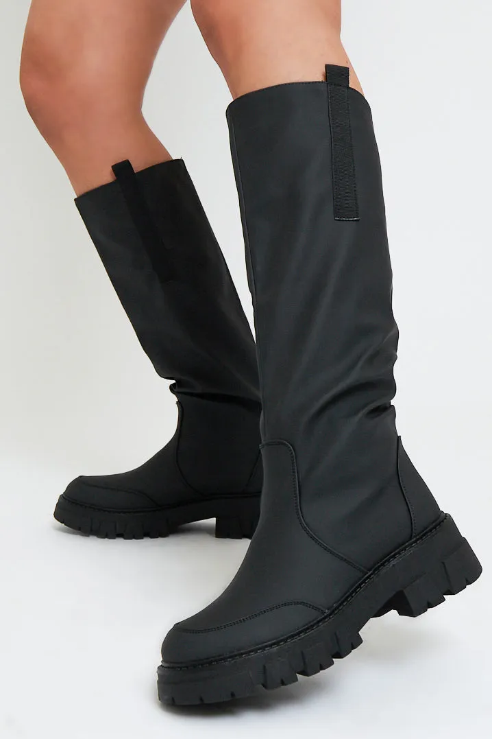 Black Chunky Sole Wellington Boots - Makhi