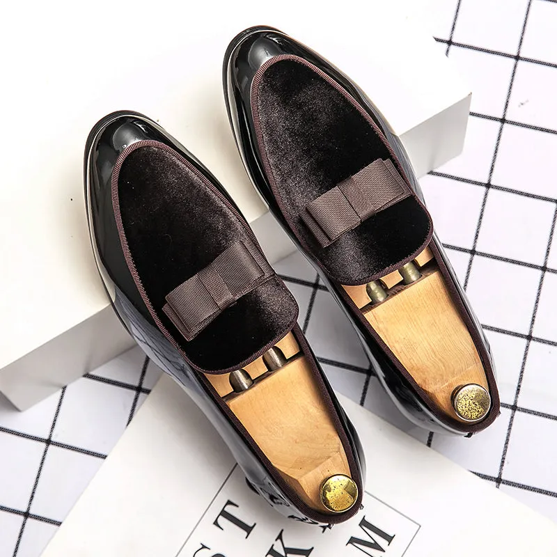 Bow Design Flock Loafers