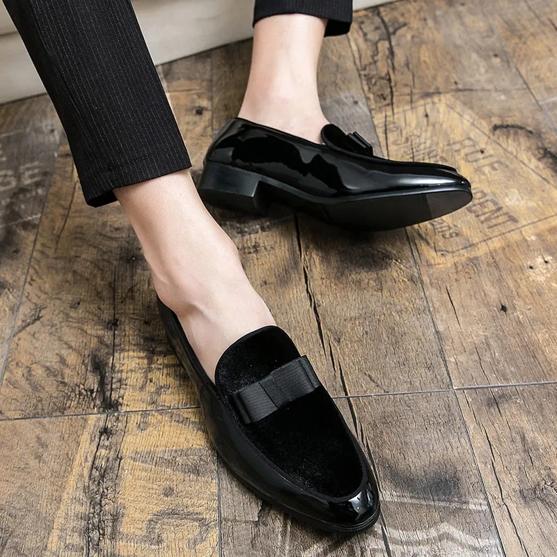 Bow Design Flock Loafers