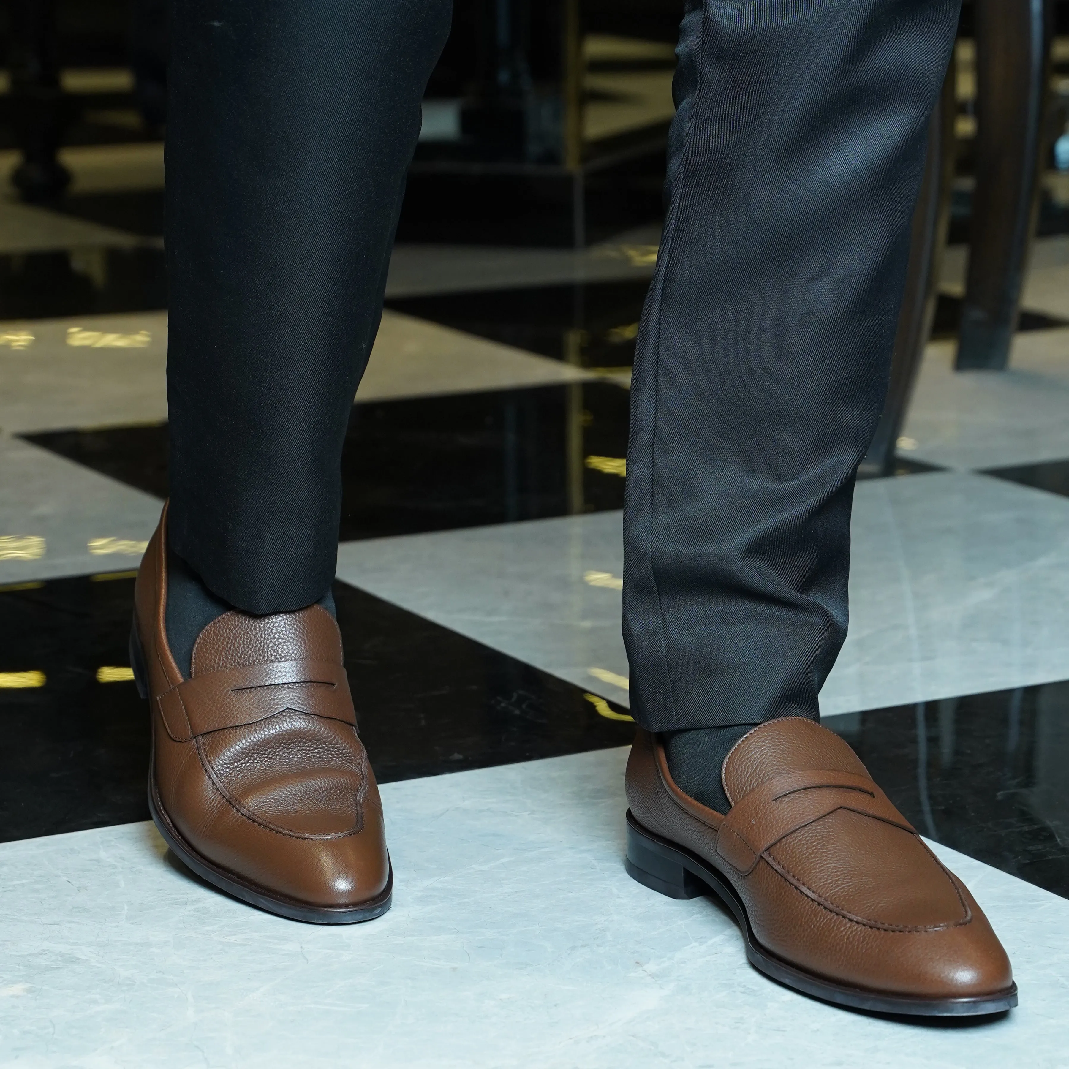 Campania - Men's Brown Pebble Grain Leather Loafer