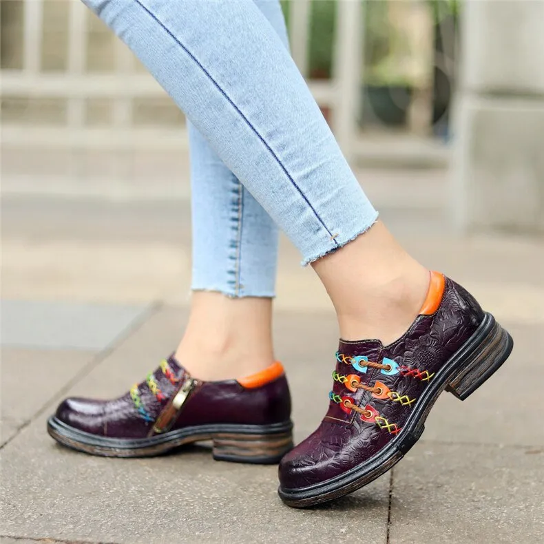 Colorful CrocLuxe Leather Round Toe Fashion Flats