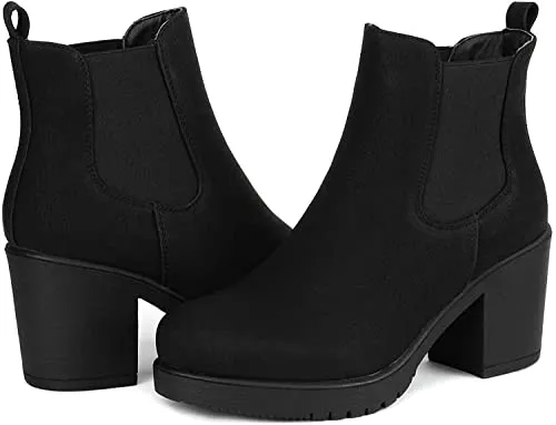 DREAM PAIRS Women's FRE Black High Heel Ankle Bootie