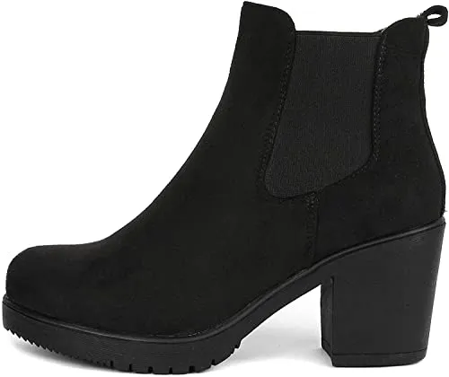 DREAM PAIRS Women's FRE Black High Heel Ankle Bootie