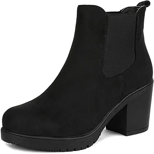 DREAM PAIRS Women's FRE Black High Heel Ankle Bootie