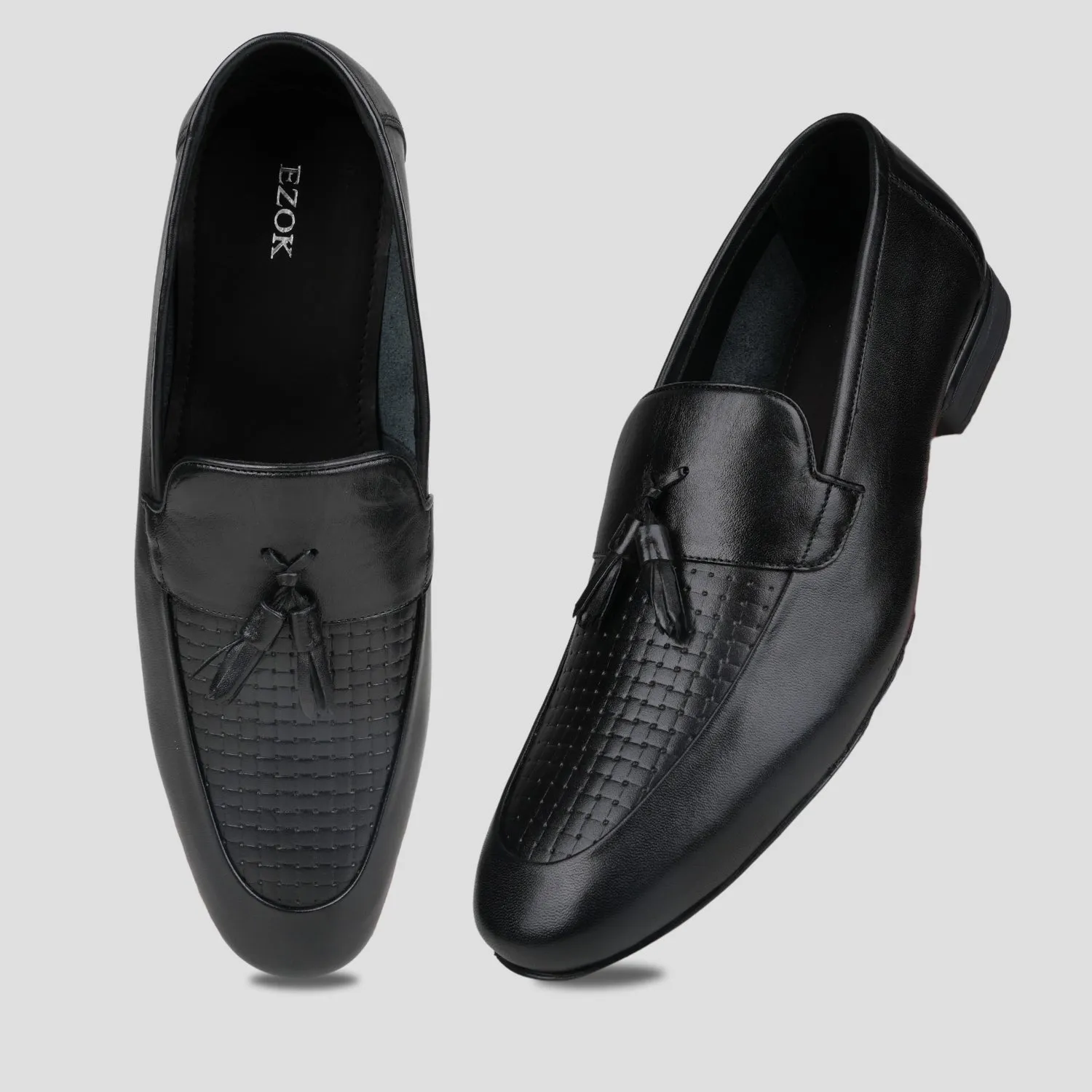 Ezok Leather Black formal Shoes For Men