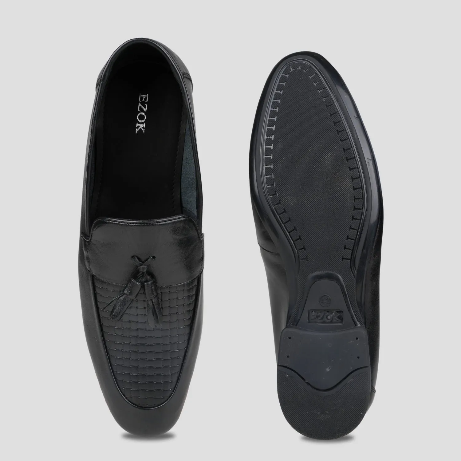 Ezok Leather Black formal Shoes For Men