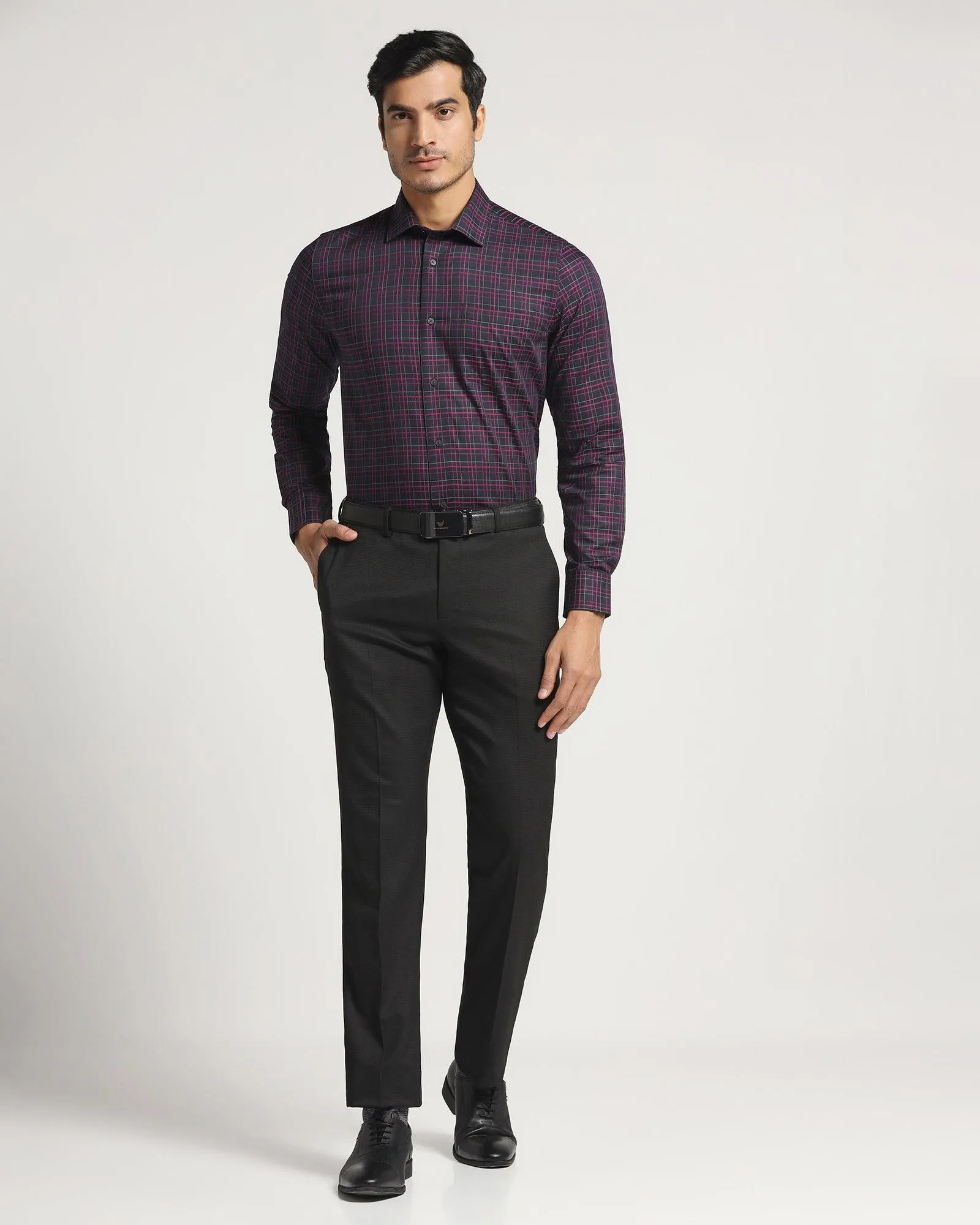 Formal Purple Check Shirt - Ring