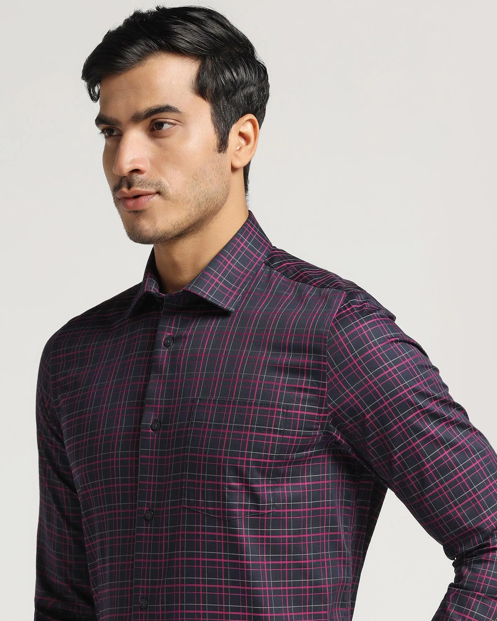 Formal Purple Check Shirt - Ring