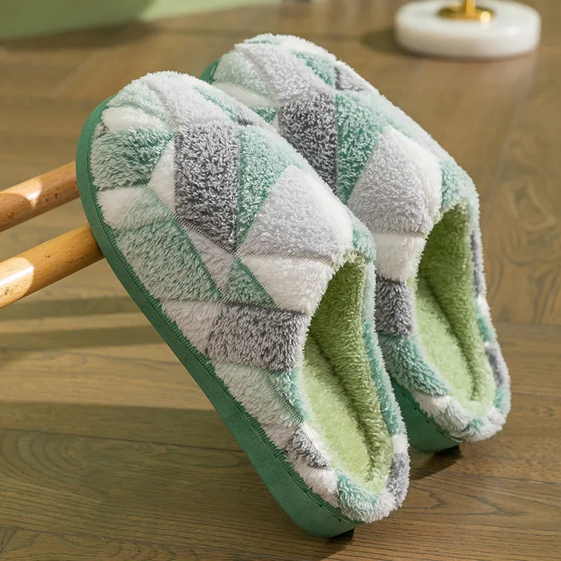 Geometric Plush Warm Indoor Slippers