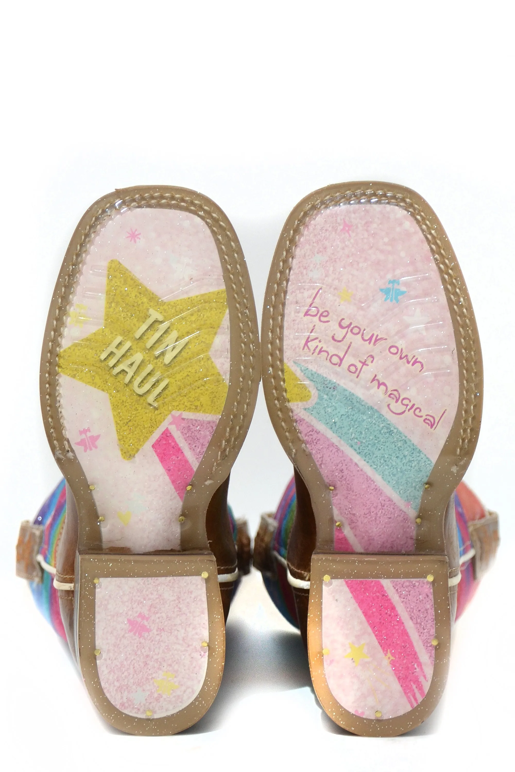 Girls Tin Haul "Rainbow Sparkles" Western Square Toe Boot