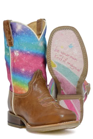 Girls Tin Haul "Rainbow Sparkles" Western Square Toe Boot