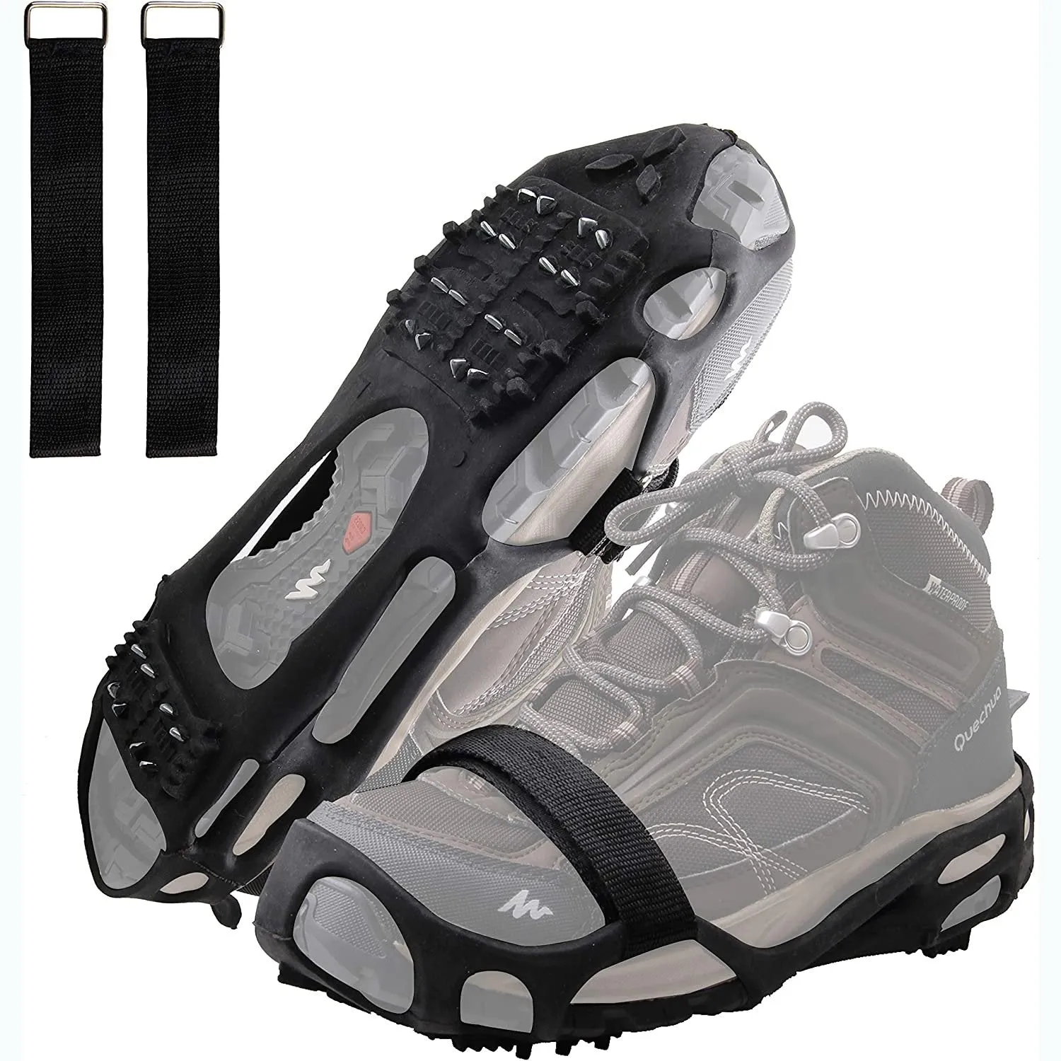 Ice Cleats Snow Traction Cleats Crampon for Walking on Snow and Ice Non-Slip Overshoe Rubber Anti Slip Crampons Slip-on Stretch Footwear