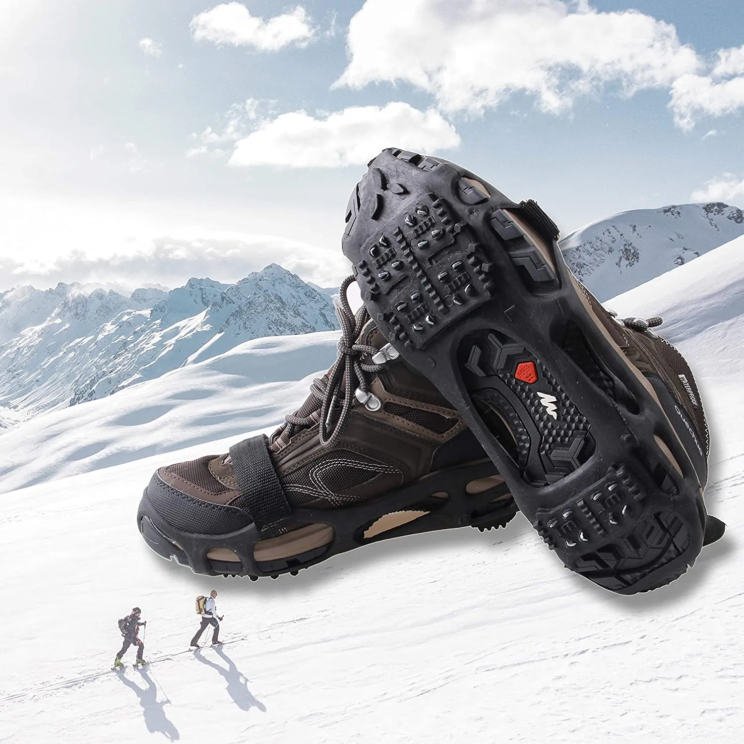 Ice Cleats Snow Traction Cleats Crampon for Walking on Snow and Ice Non-Slip Overshoe Rubber Anti Slip Crampons Slip-on Stretch Footwear