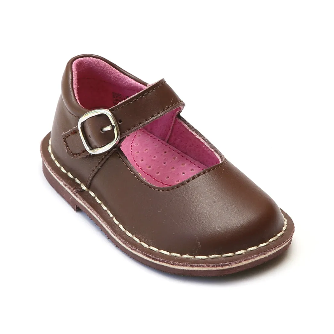 L'Amour Girls Classic Matte Leather Mary Janes