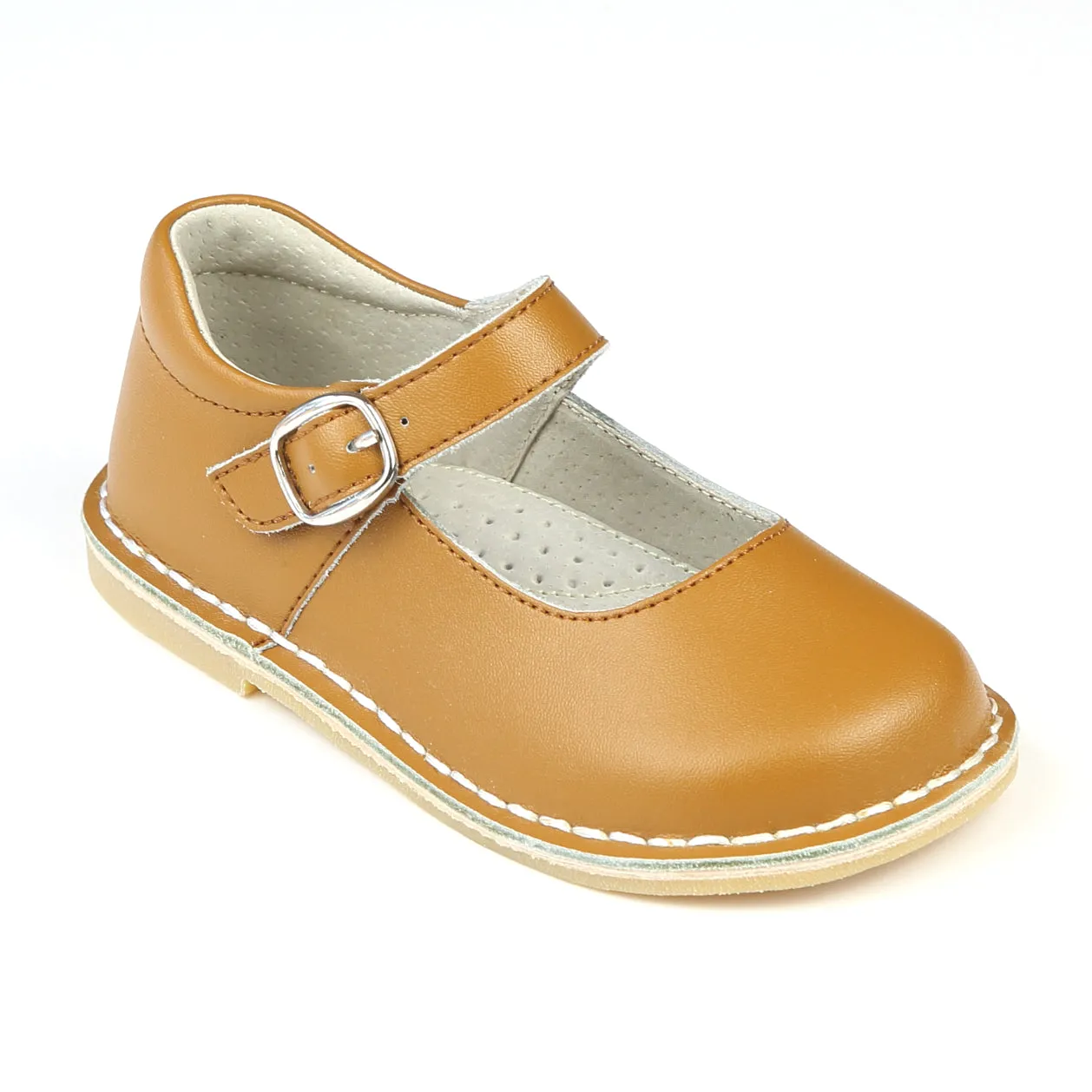 L'Amour Girls Classic Matte Leather Mary Janes