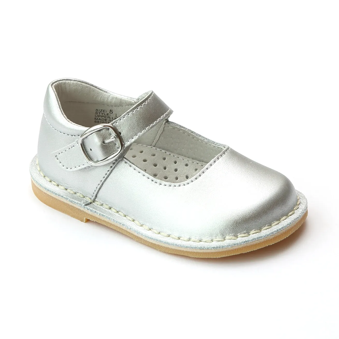 L'Amour Girls Classic Matte Leather Mary Janes