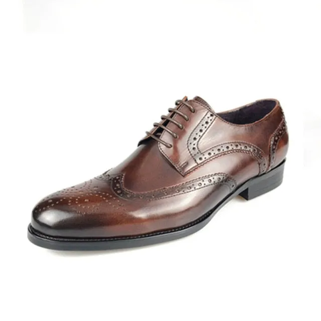 LuxePoint Exotic Cow Leather Lace-Up Oxford Shoes