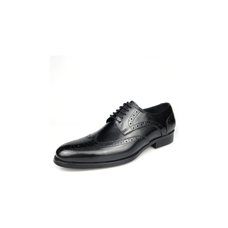 LuxePoint Exotic Cow Leather Lace-Up Oxford Shoes