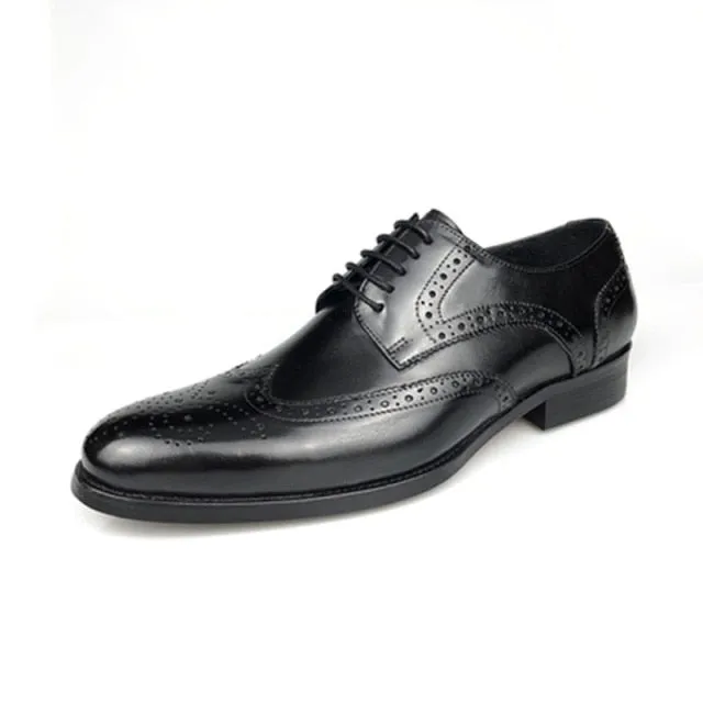 LuxePoint Exotic Cow Leather Lace-Up Oxford Shoes