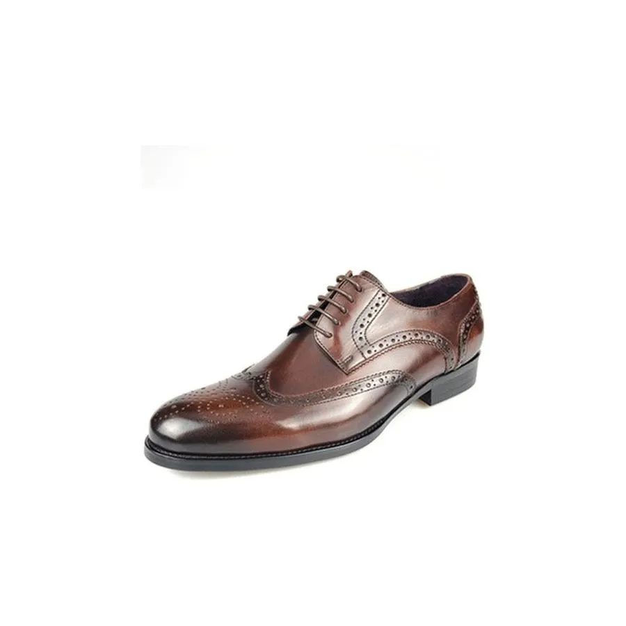 LuxePoint Exotic Cow Leather Lace-Up Oxford Shoes