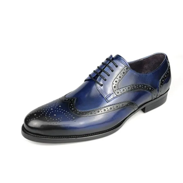 LuxePoint Exotic Cow Leather Lace-Up Oxford Shoes