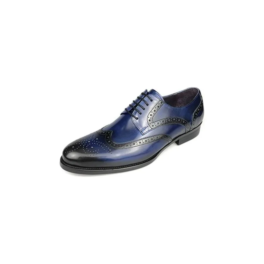 LuxePoint Exotic Cow Leather Lace-Up Oxford Shoes