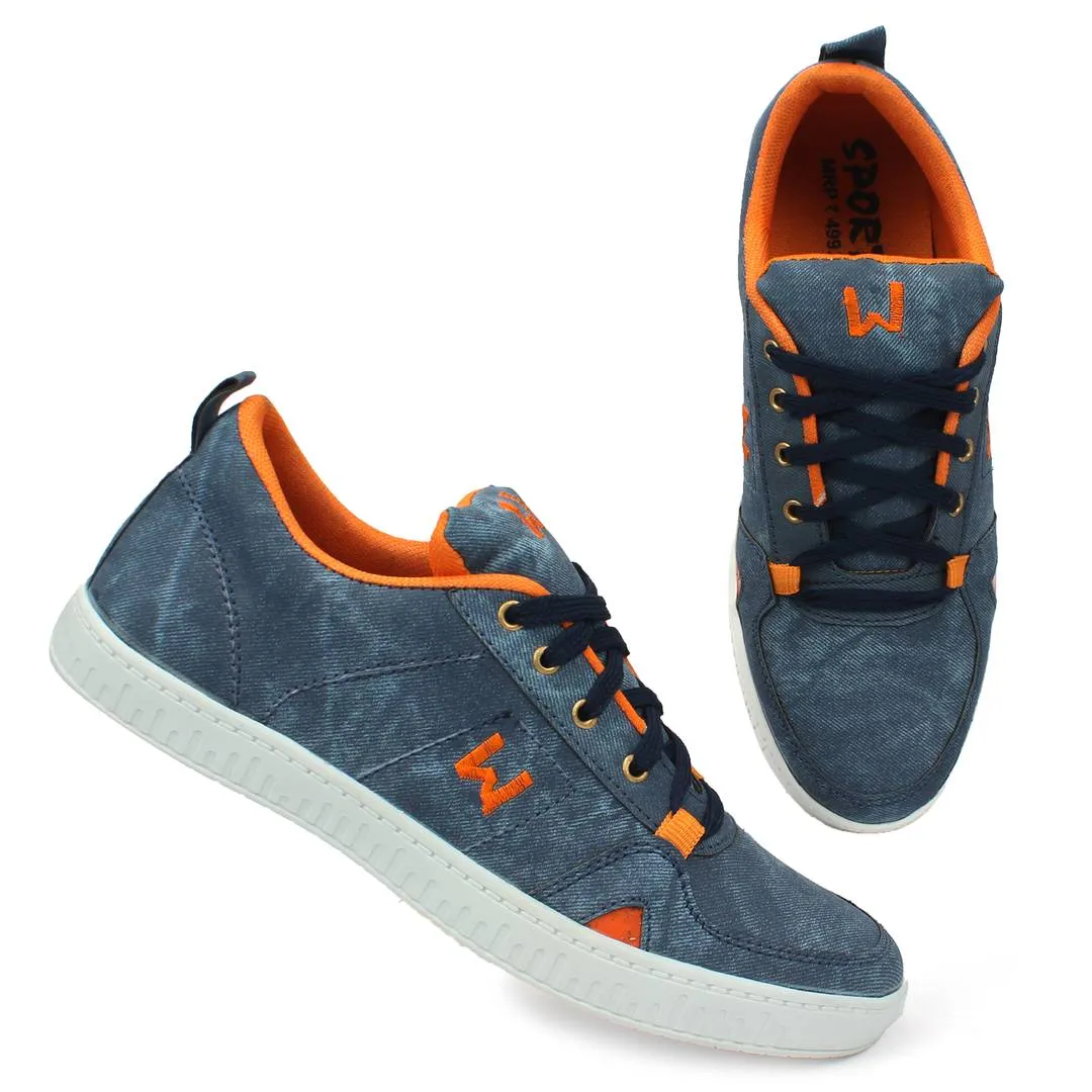 Men's Blue Lace -up Synthetic Suede Casual Shoes