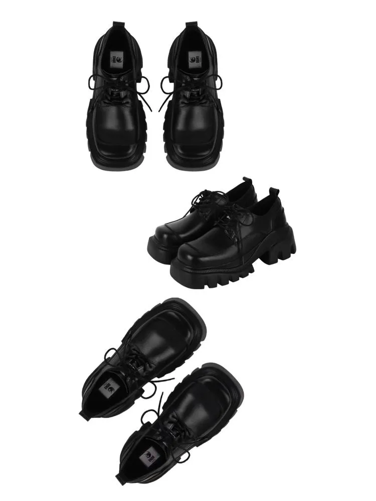 Platform shoes design black shoes【s0000004477】