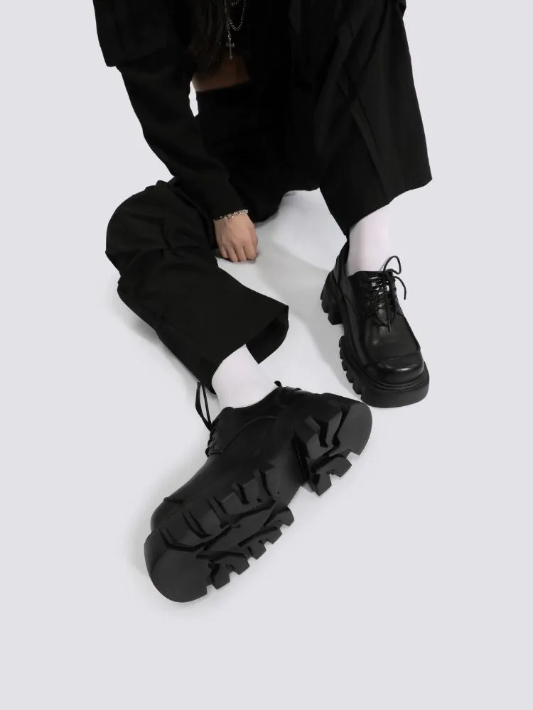 Platform shoes design black shoes【s0000004477】