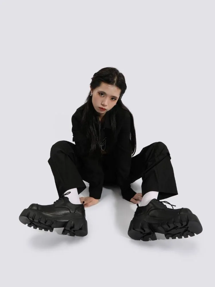 Platform shoes design black shoes【s0000004477】