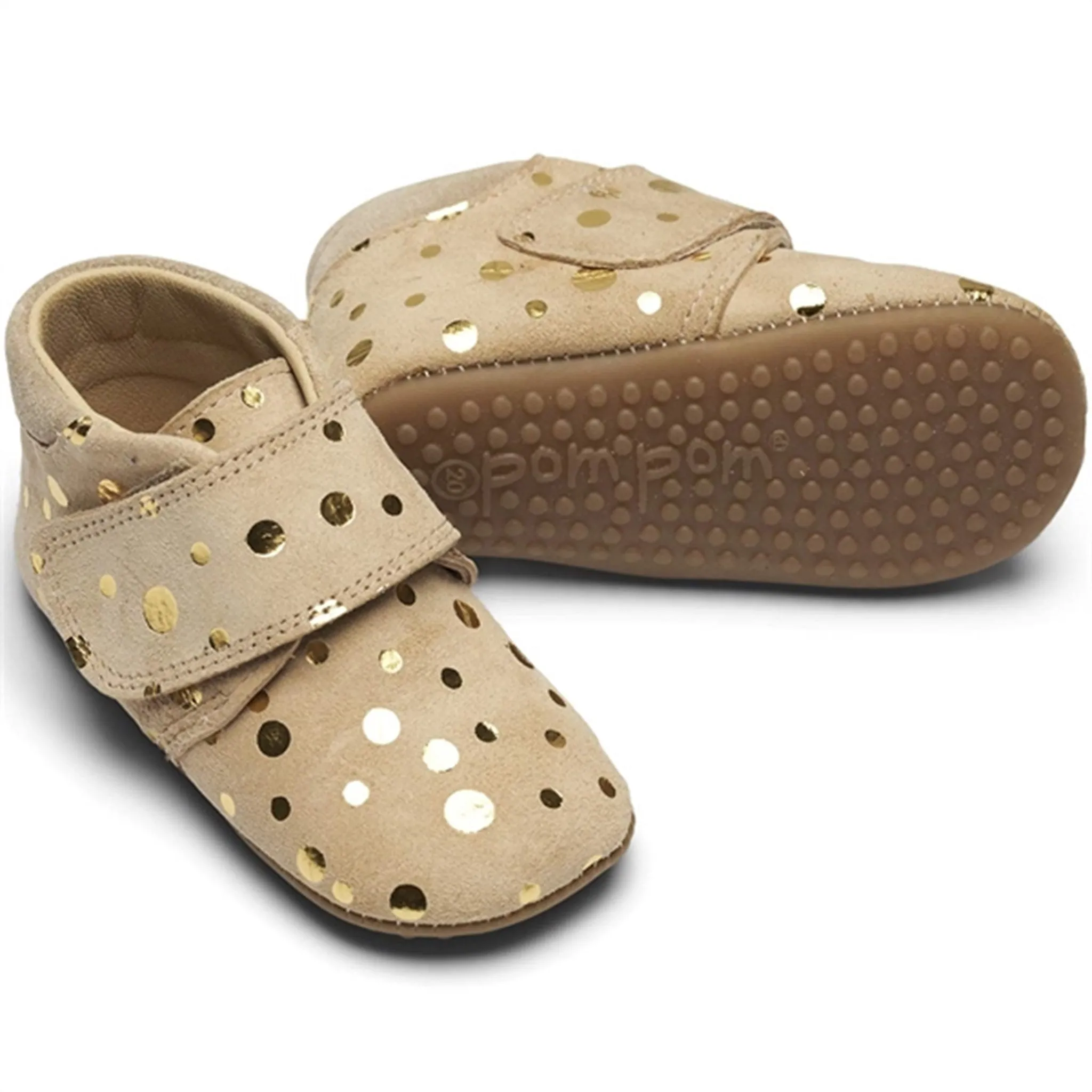 Pom Pom Indoor Shoes Beige/Gold Dots