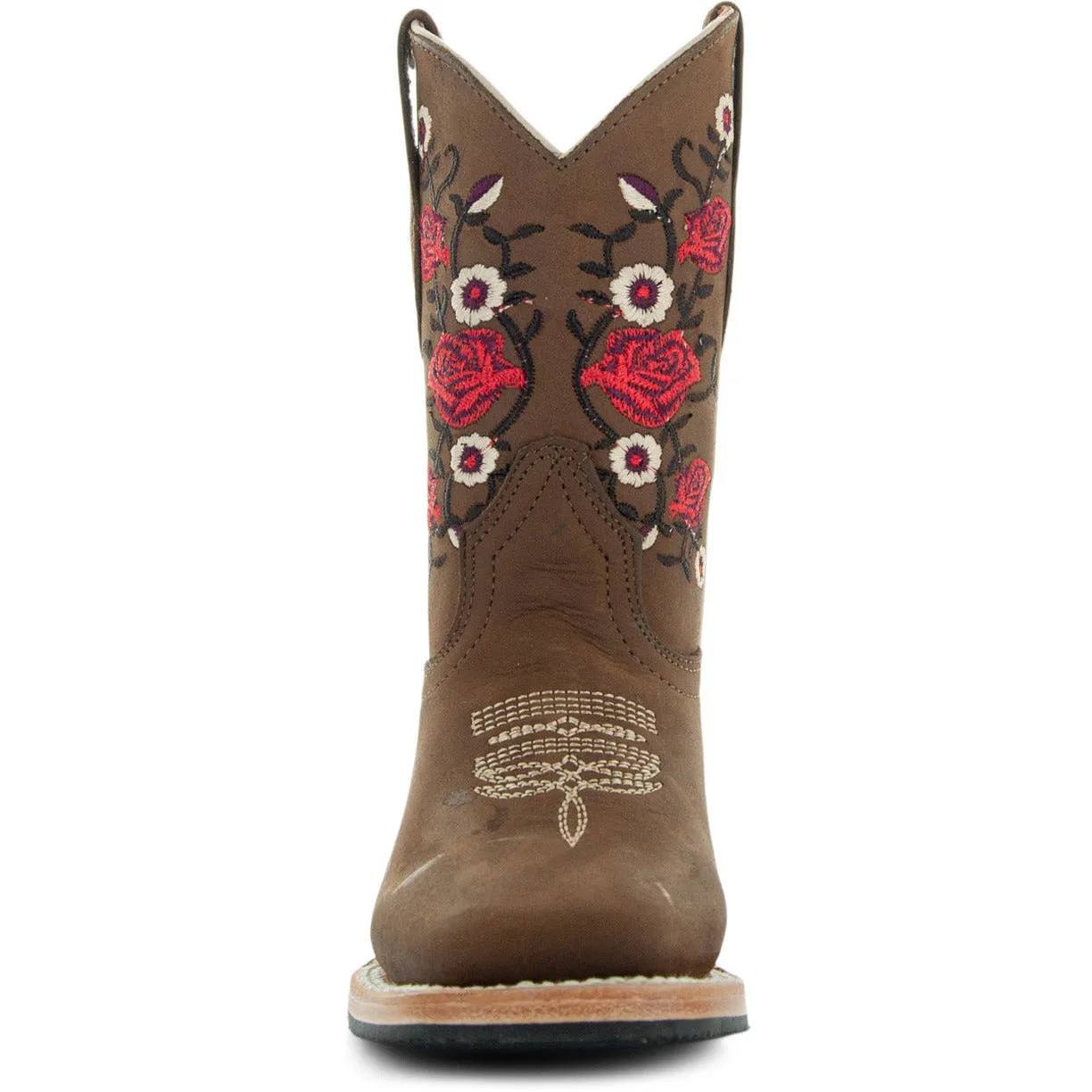 Soto Boots K3009 Girls Red Rose Square Toe Cowboy Boots