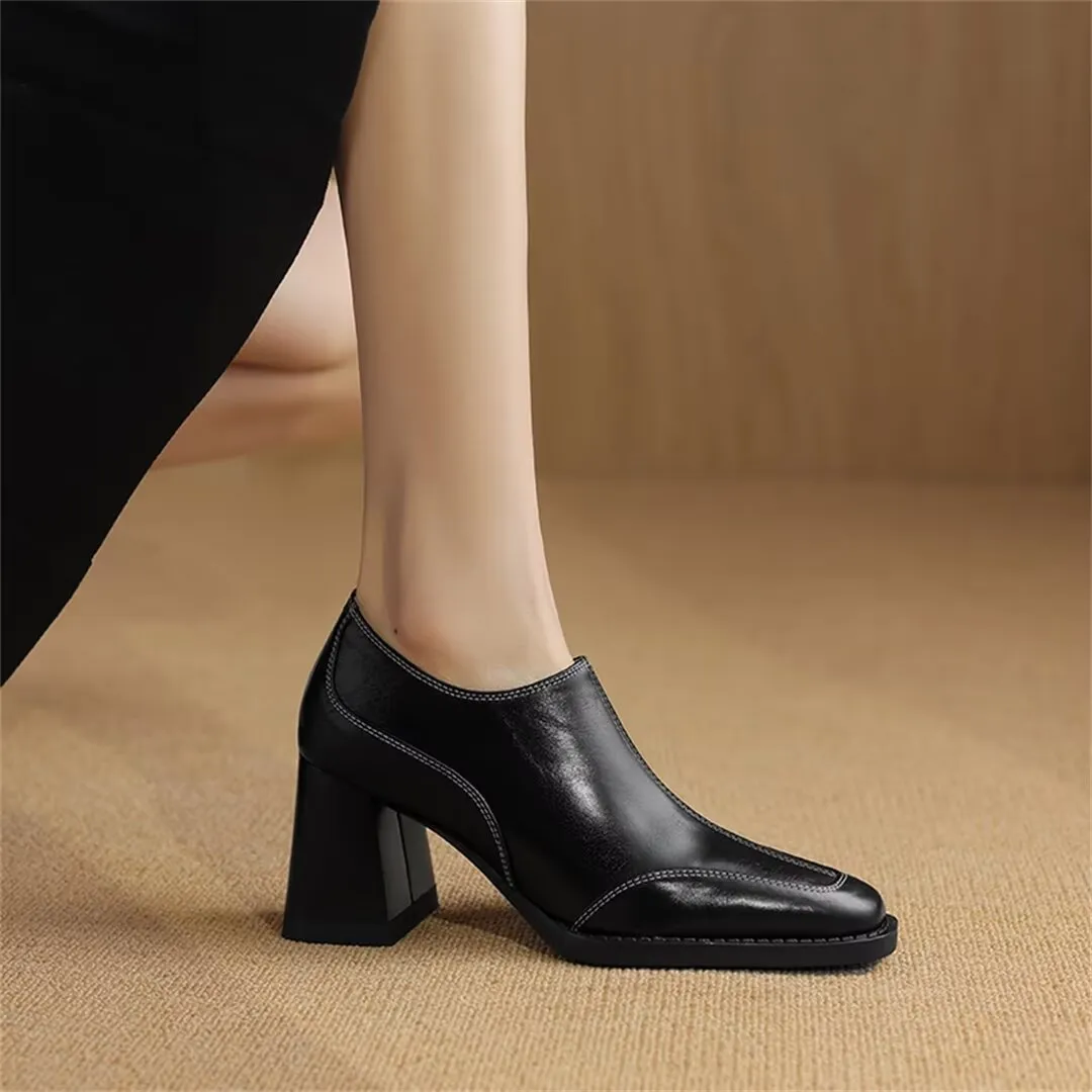 Squared Elegance Thick Heel Pumps