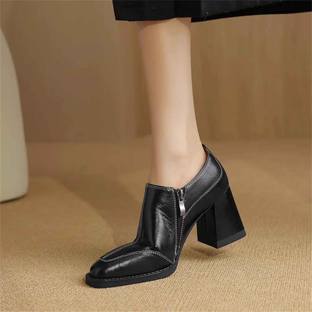 Squared Elegance Thick Heel Pumps