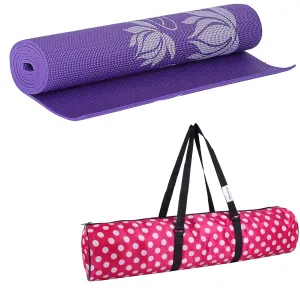 Strauss Yoga Mat 6MM (Floral Green) and Yoga Shoes, (Black)