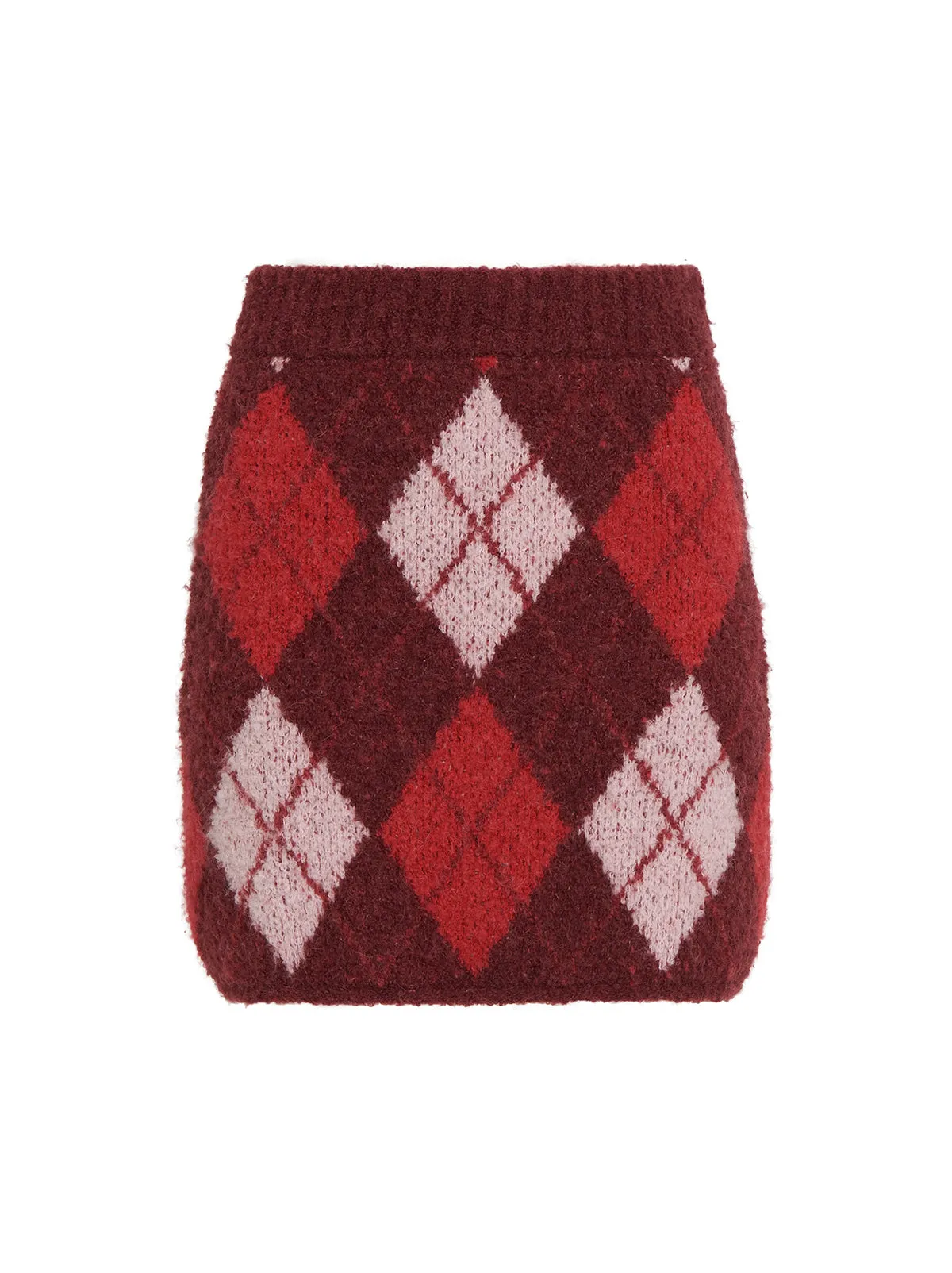 Susan Burgundy Argyle Knit Mini Skirt