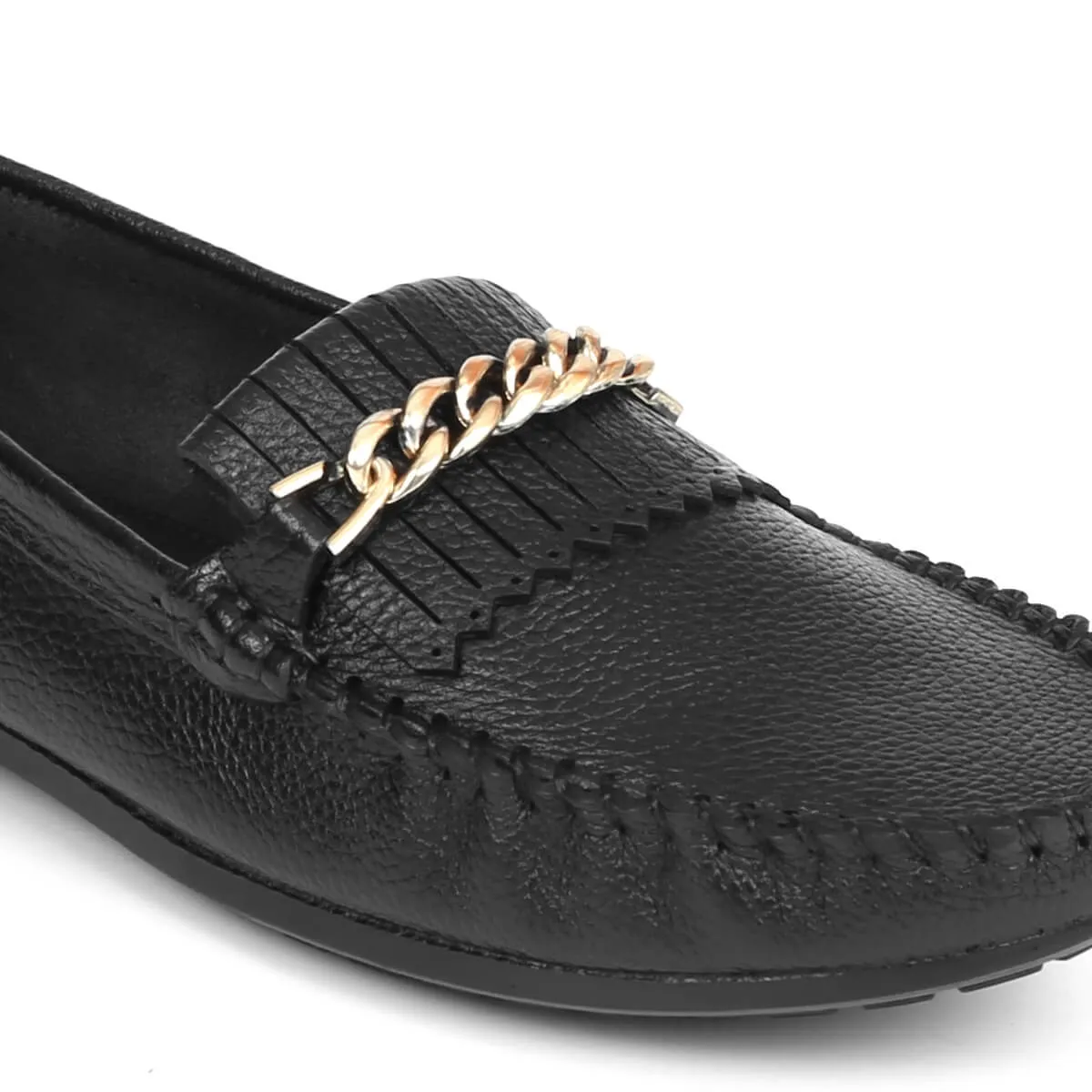 Trendy Chain Design Loafers for Women Fendy