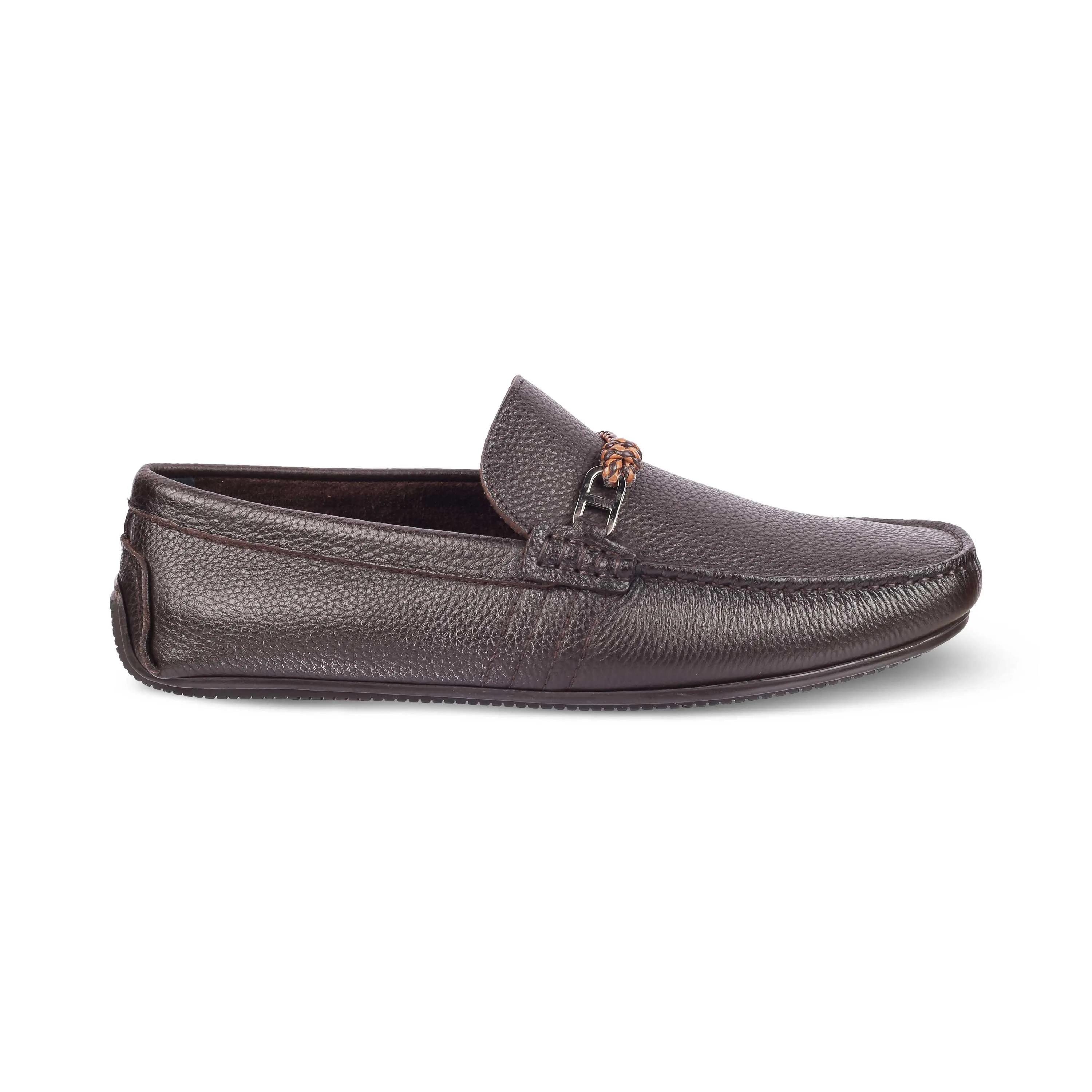 Tresmode Monoc Brown Men's Leather Driving Loafers