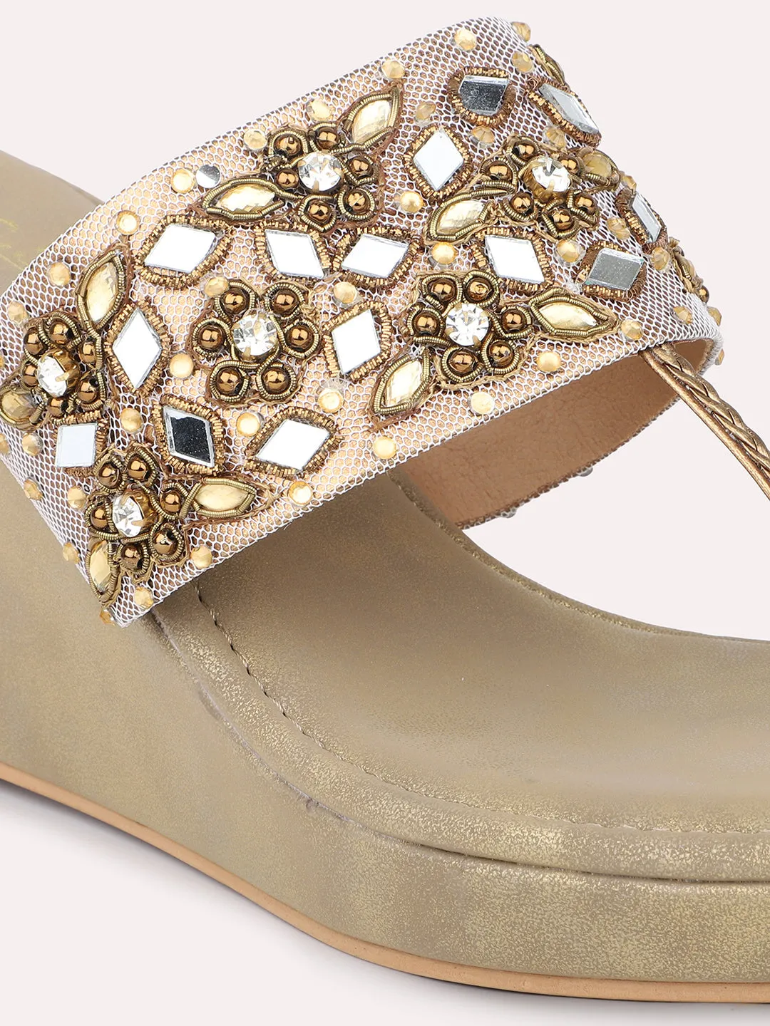 Women Antique Embellished Ethnic Wedges