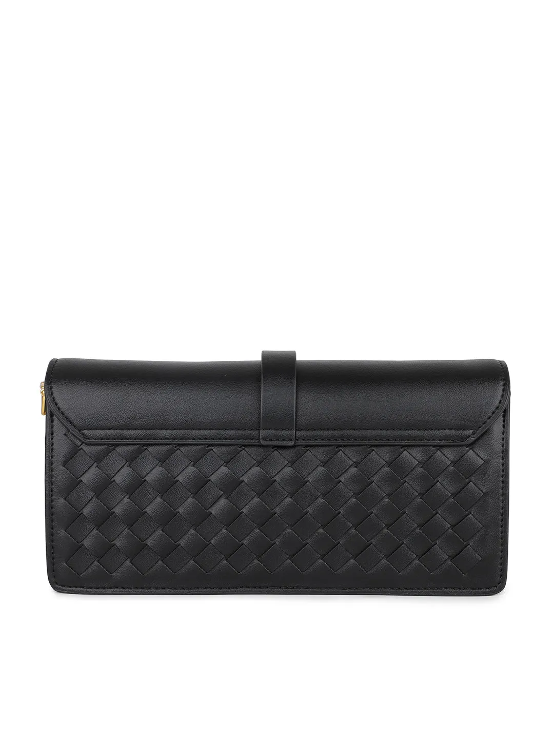 Women Black Textured Clutch