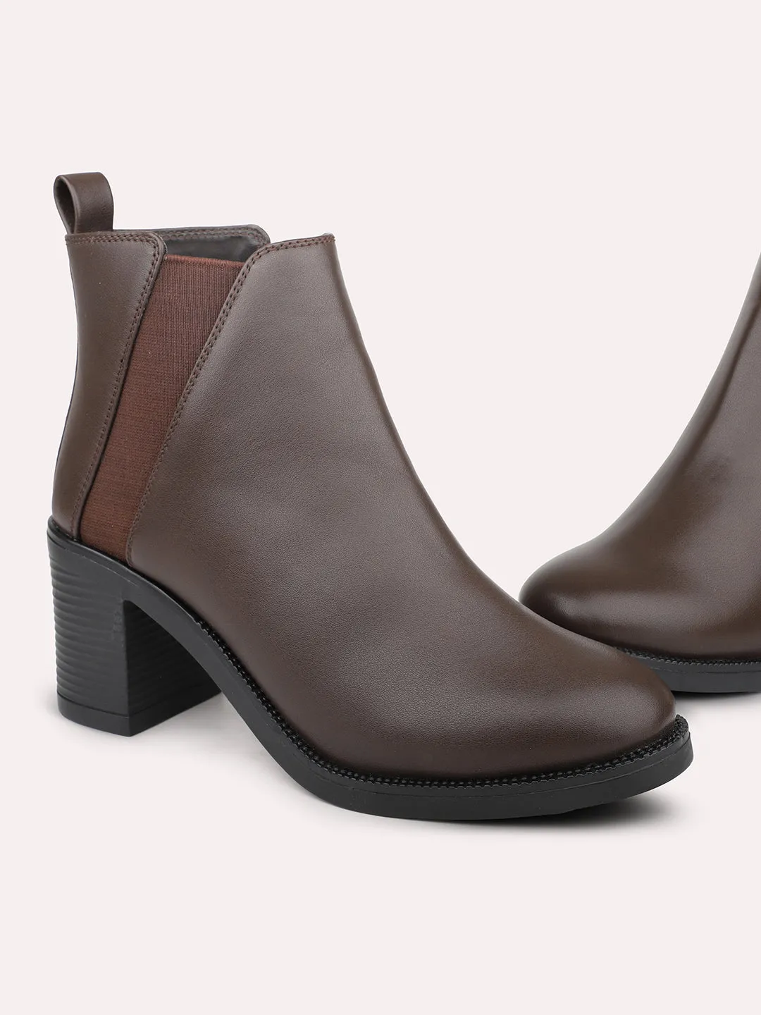 Women Brown Block Heel Boots