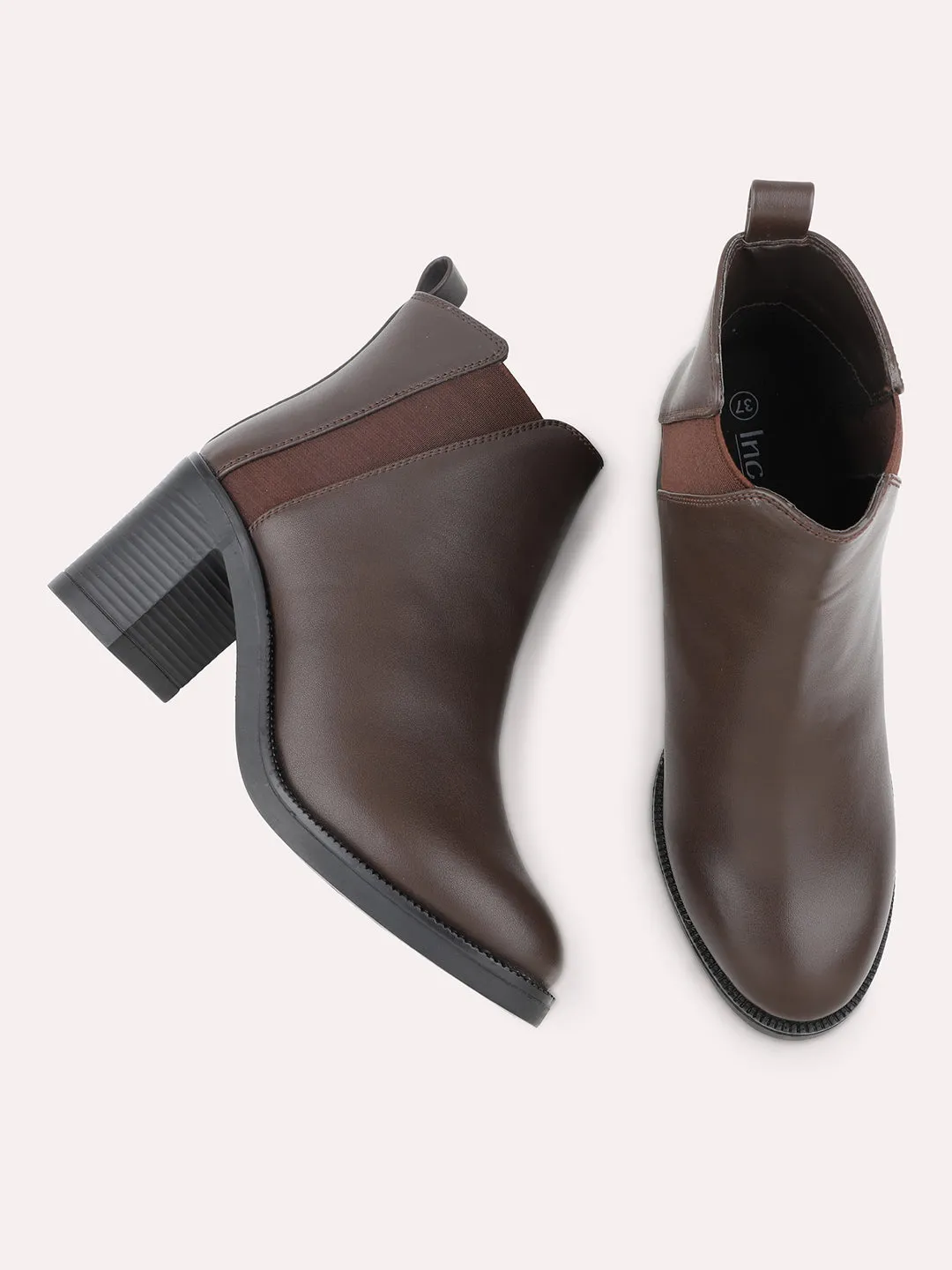 Women Brown Block Heel Boots