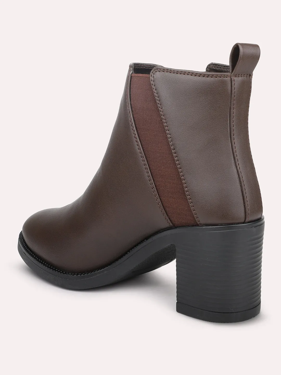 Women Brown Block Heel Boots