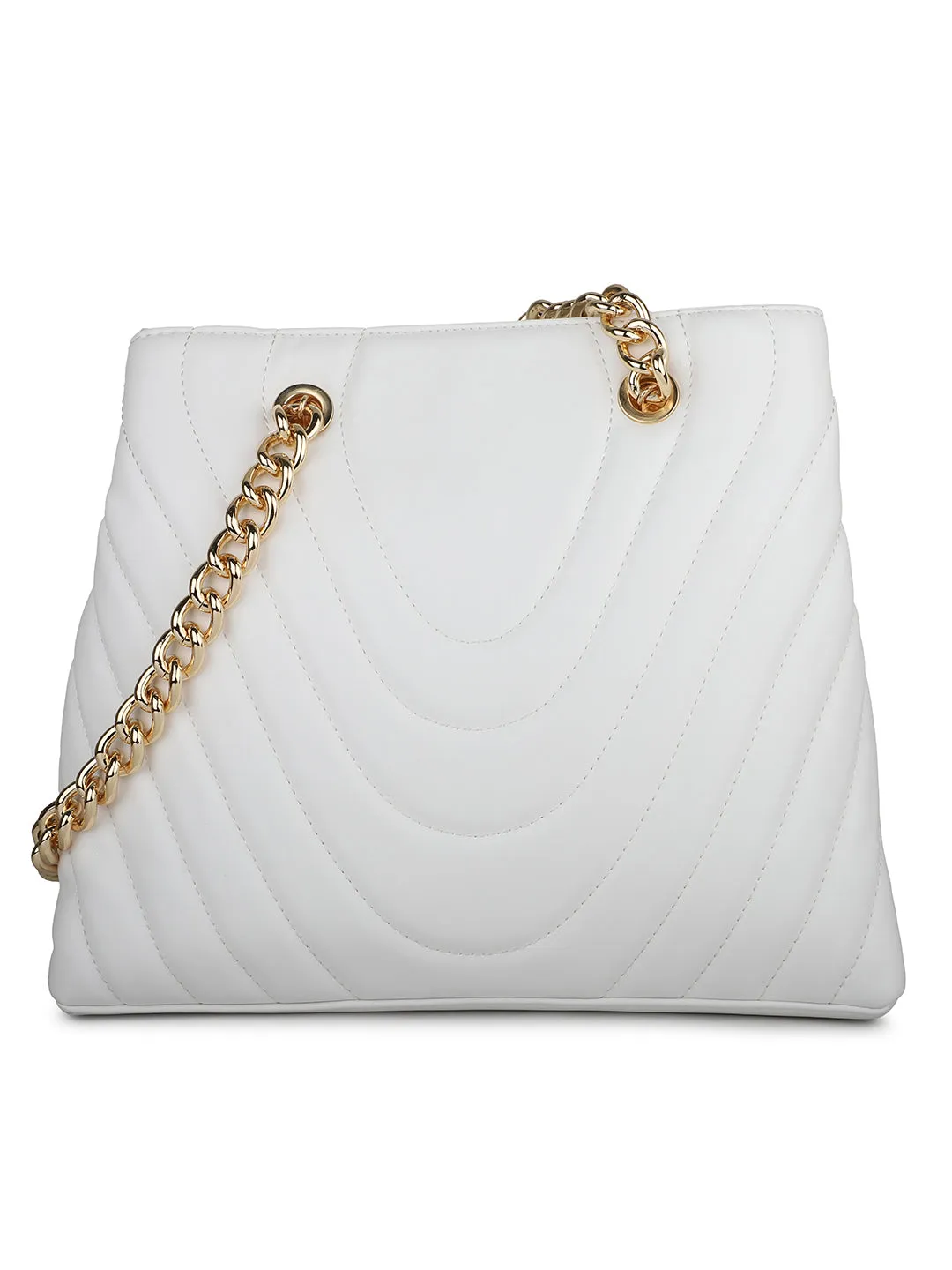 Women White Quilted Shoulder Bag