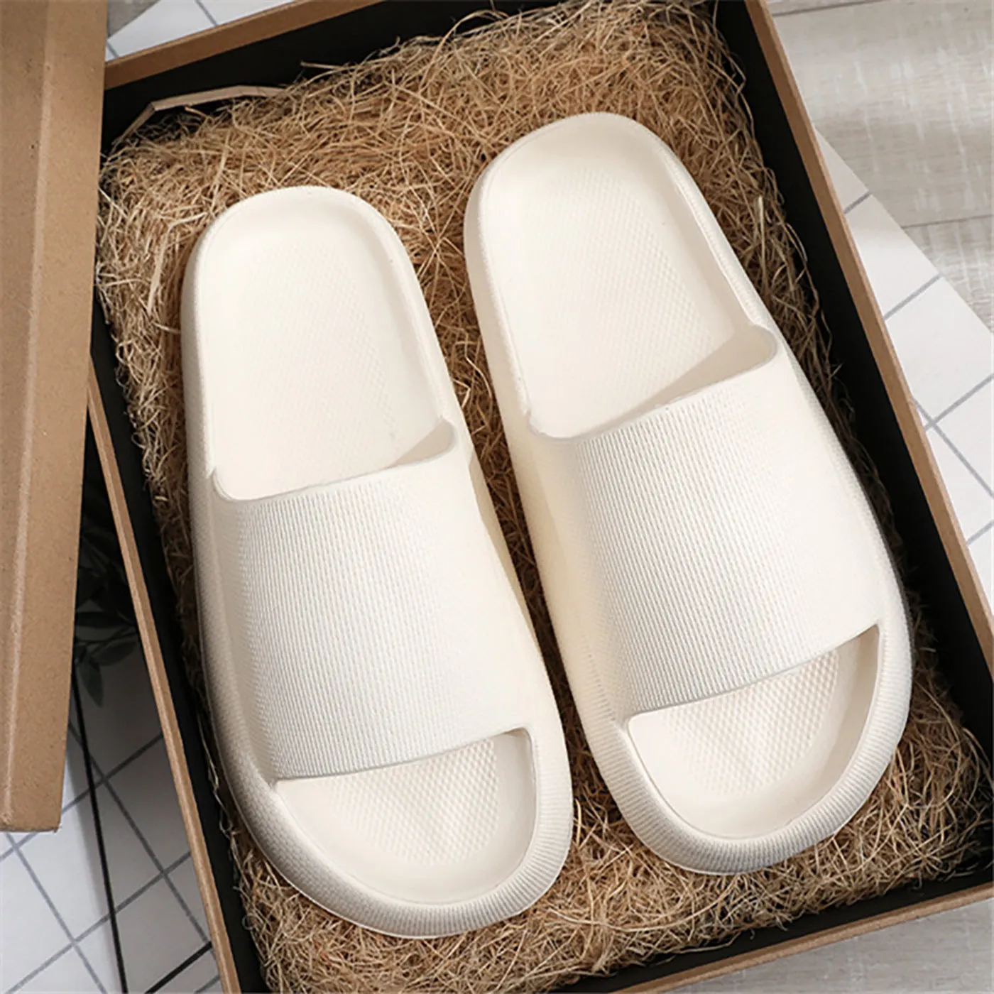 Women's Ultra Soft Platform Non-Slip Quick-Drying Open Toe Pillow Slippers